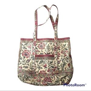 canvas bag floral burgundy, green , cream made in India Pondicherri